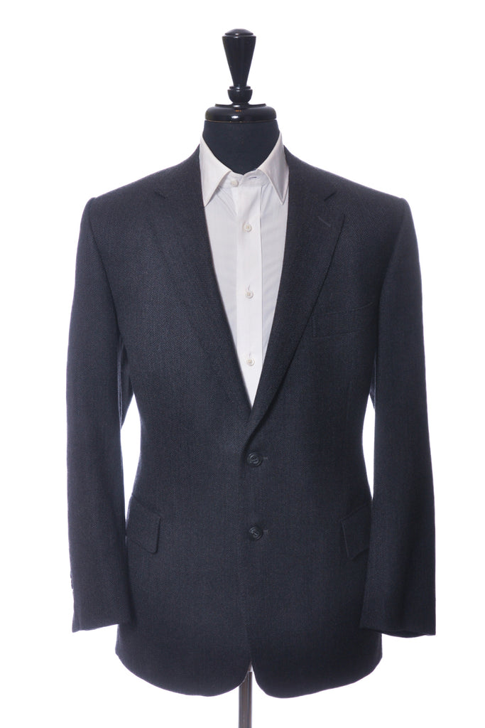 Sam Abouhassan Dark Grey Herringbone Tweed Blazer