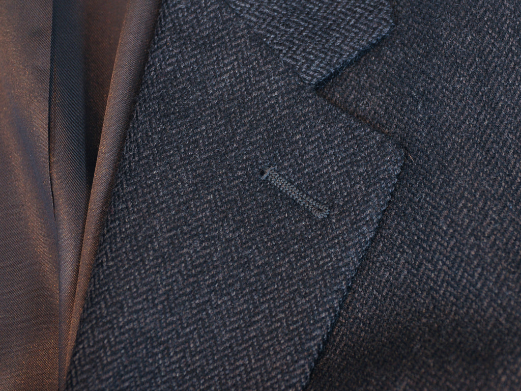 Sam Abouhassan Dark Grey Herringbone Tweed Blazer