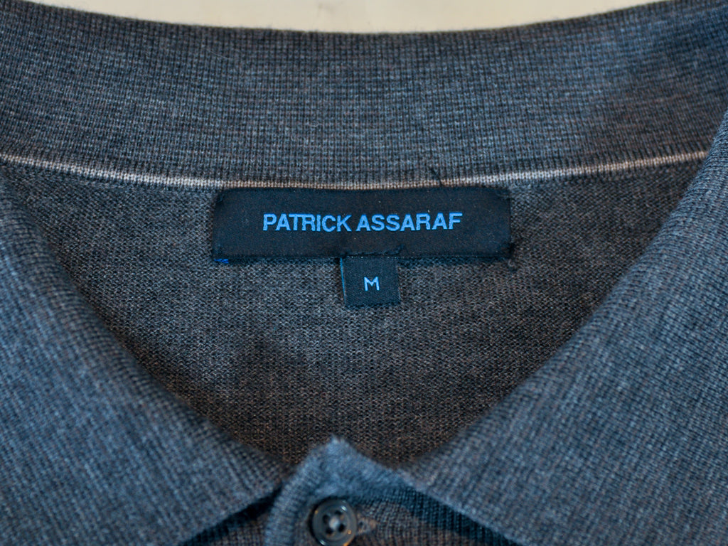 Patrick Assaraf Grey Merino Wool Collared Knit