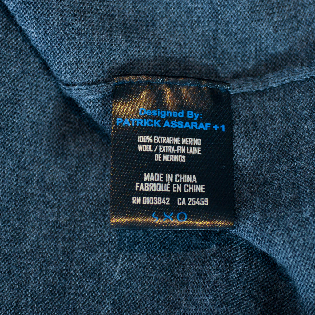 Patrick Assaraf Grey Merino Wool Collared Knit