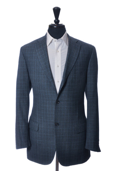 Edmonton Consignment Isaia Blue Check Cashmere Blend Base S Blazer
