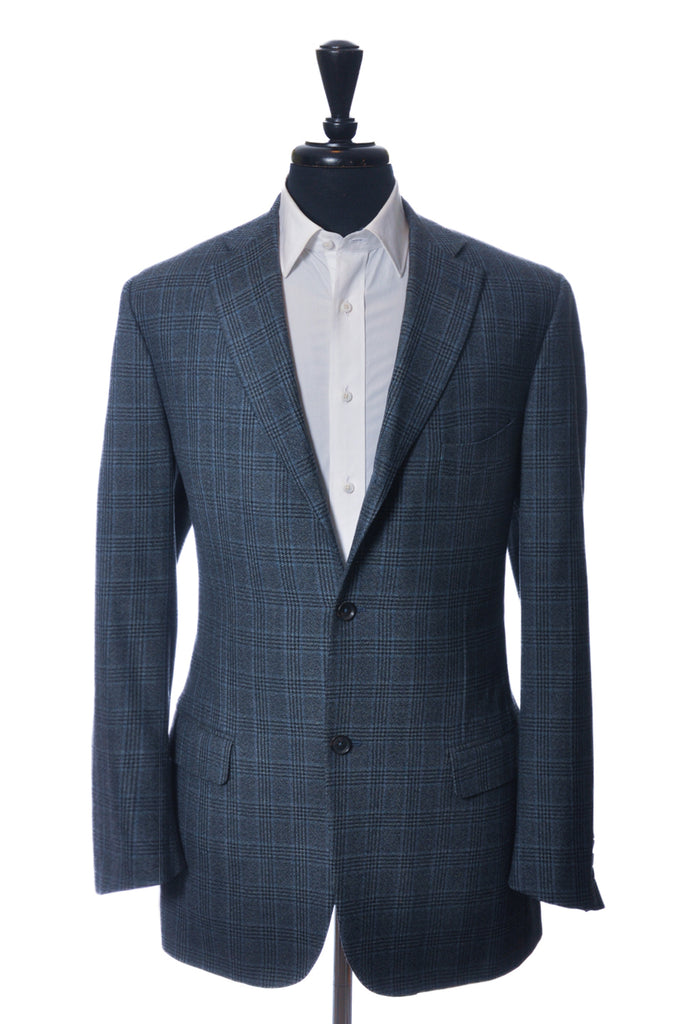 Edmonton Consignment Isaia Blue Check Cashmere Blend Base S Blazer