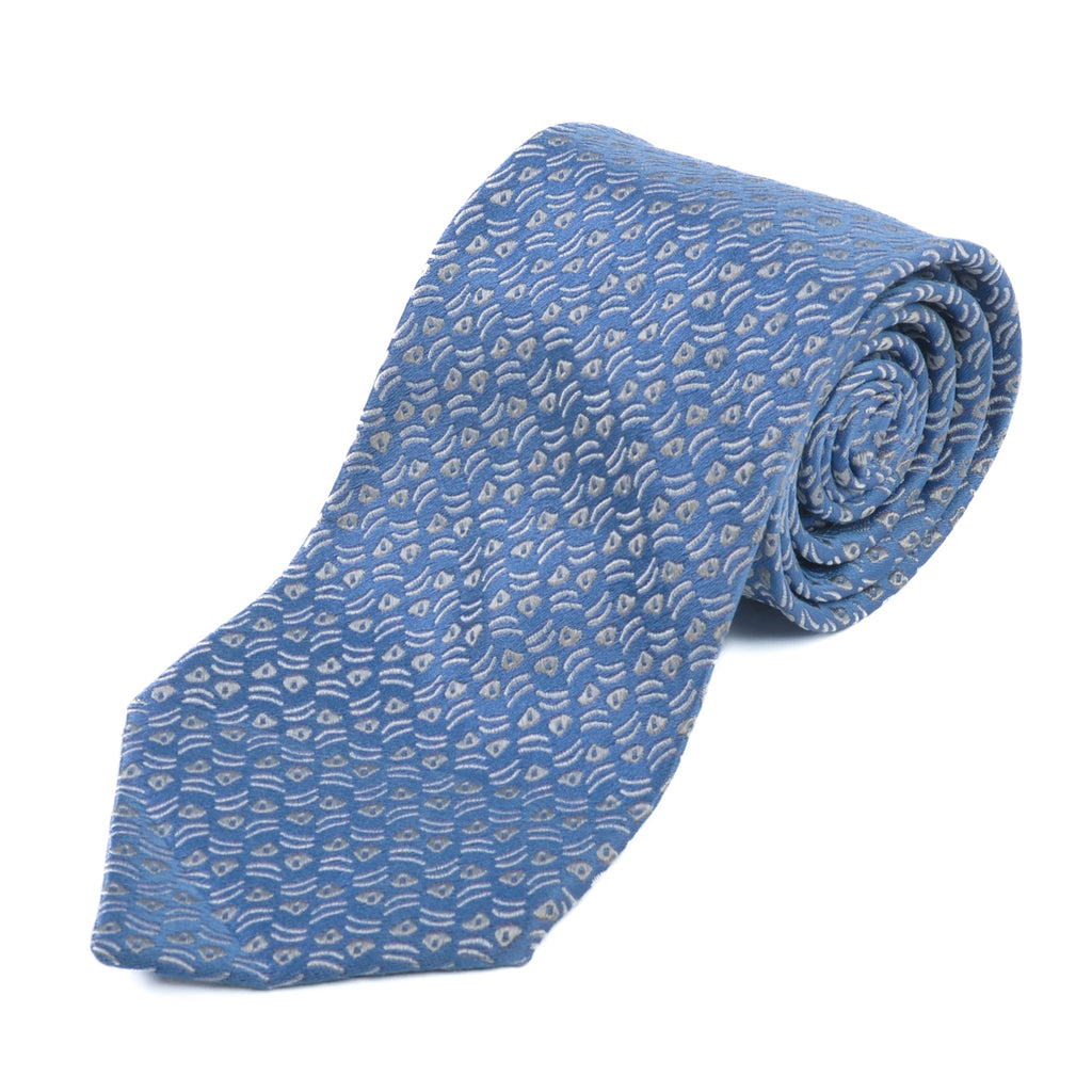 Charvet Silver on Blue Patterned Silk Tie