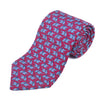 Hermes Baby Blue on Deep Red Elephant Print Silk Tie