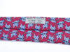 Hermes Baby Blue on Deep Red Elephant Print Silk Tie
