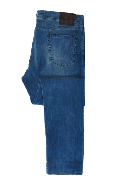 Kiton Blue Fine Ribbed Twill Button Fly Pants