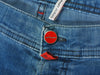 Kiton Blue Fine Ribbed Twill Button Fly Pants