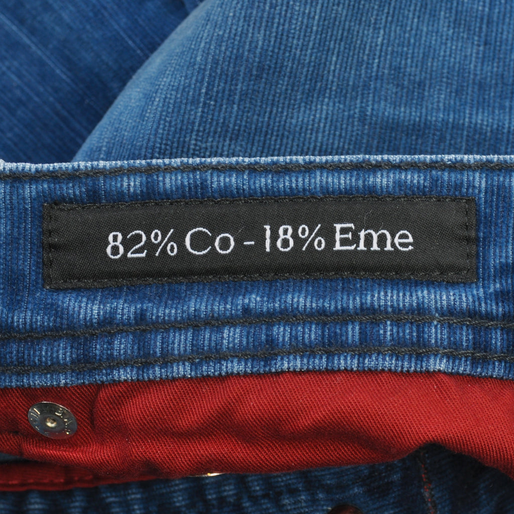 Kiton Blue Fine Ribbed Twill Button Fly Pants