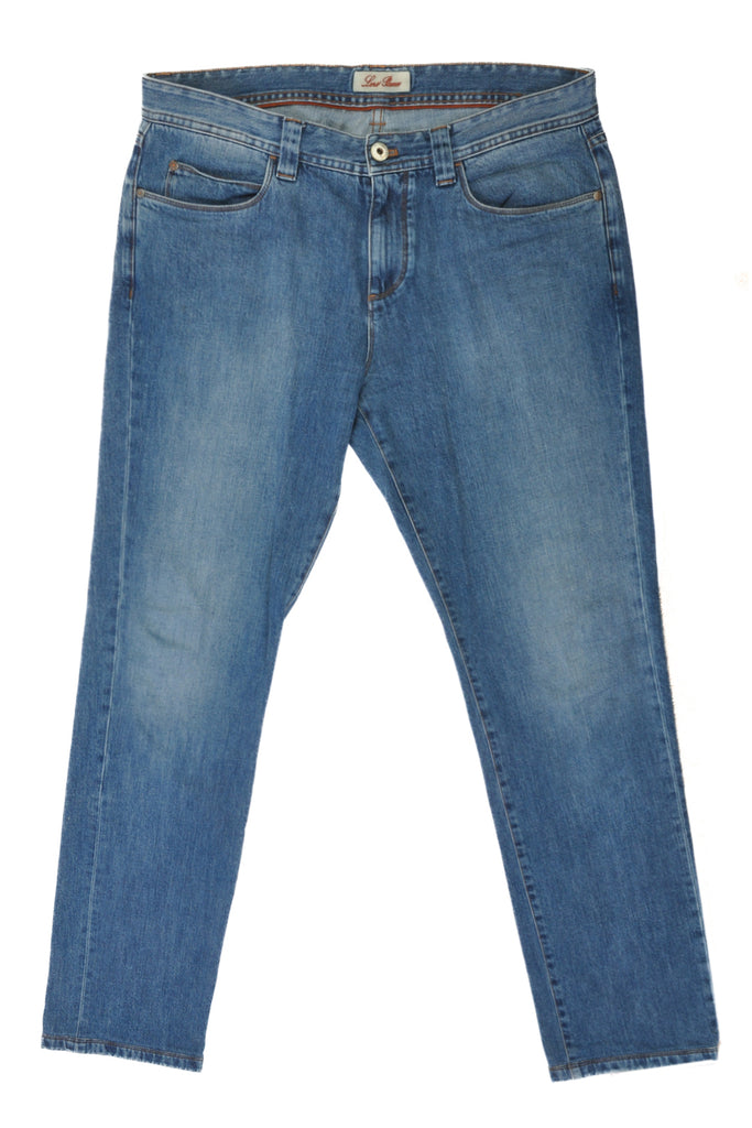 Loro Piana Washed Denim Blue Jeans