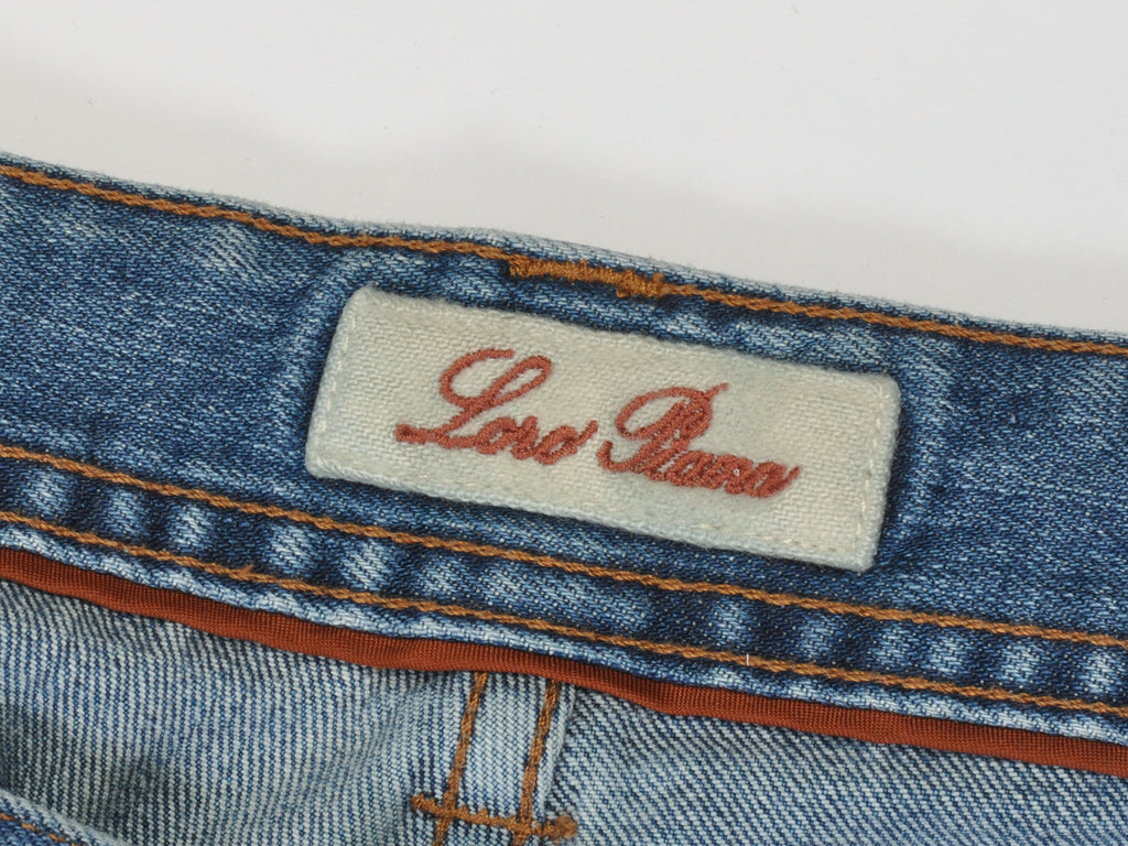 Loro Piana Washed Denim Blue Jeans