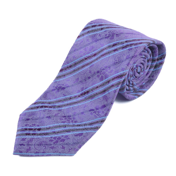Ermenegildo Zegna Purple Floral Striped Silk Tie