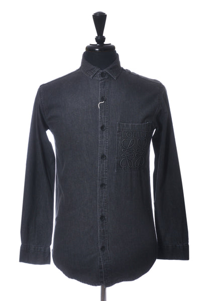 Loewe NWOT Limited Edition Slim Fit Washed Black Denim Shirt