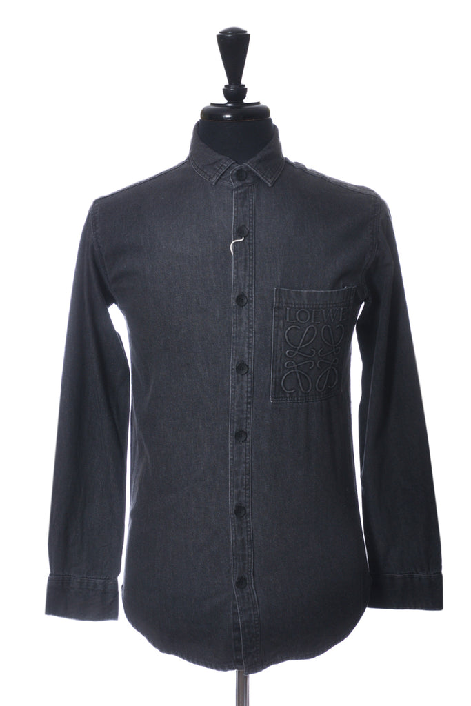 Loewe NWOT Limited Edition Slim Fit Washed Black Denim Shirt