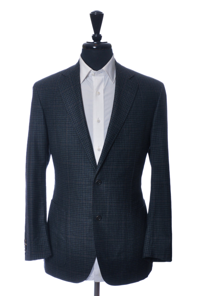 Edmonton Consignment Canali Kei Green Check Wool Blazer