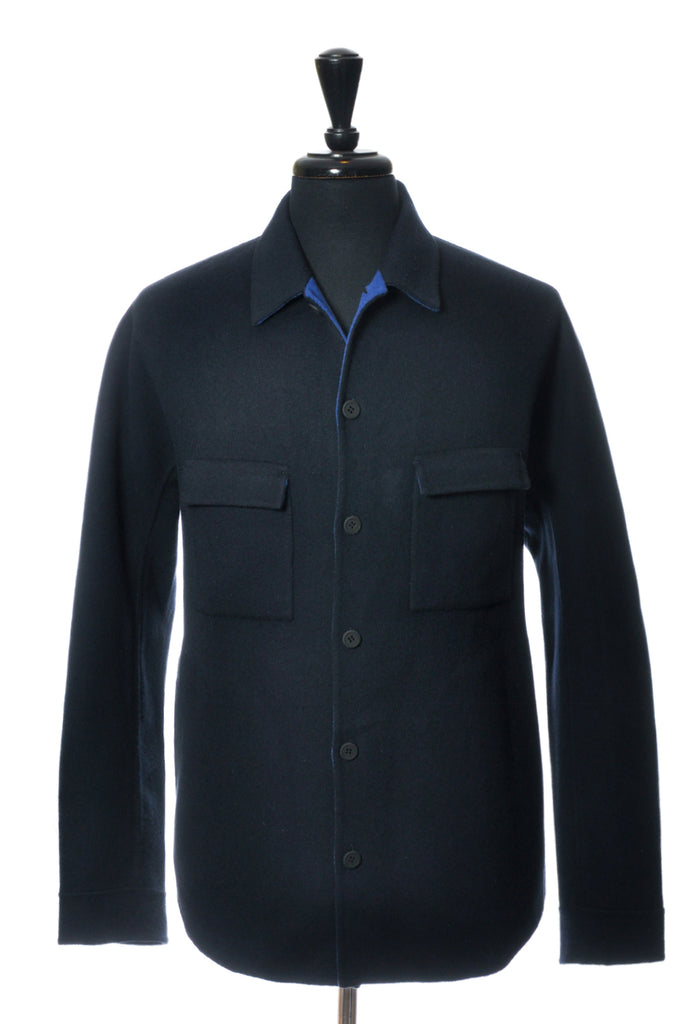 Theory Navy Blue Flannel Paytin New Divide Overshirt