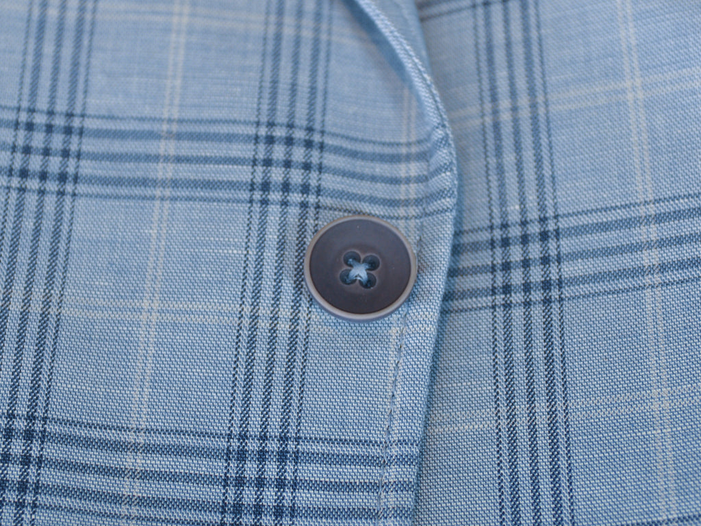 Bugatti Light Blue Check Linen Cotton Blazer