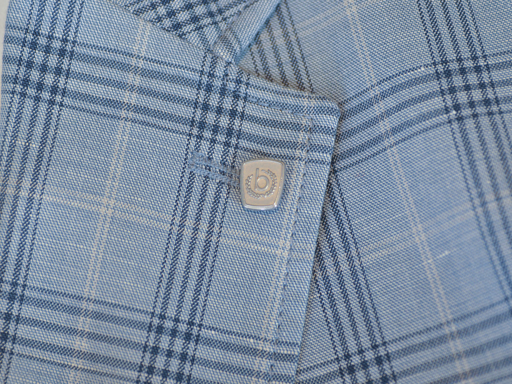 Bugatti Light Blue Check Linen Cotton Blazer