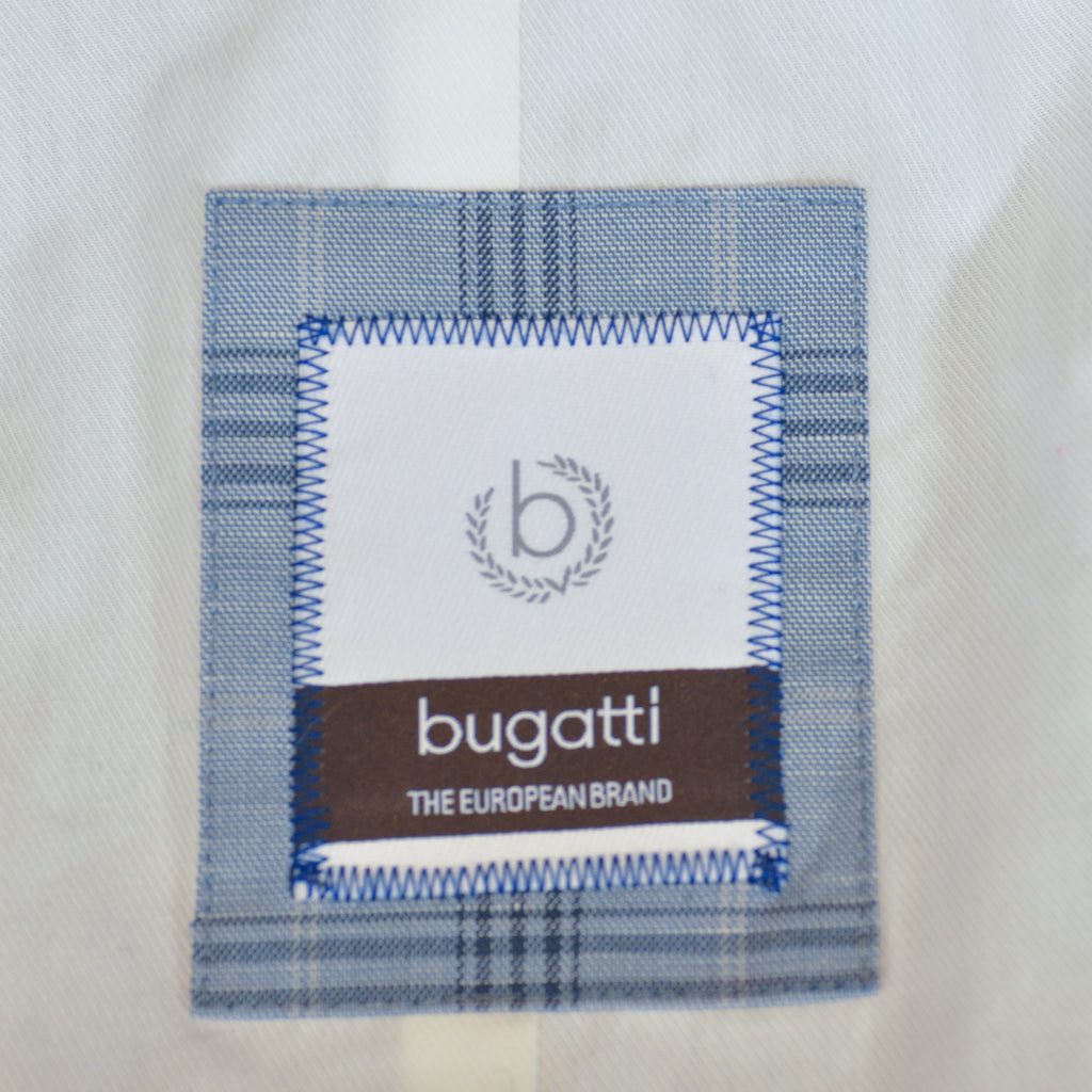 Bugatti Light Blue Check Linen Cotton Blazer
