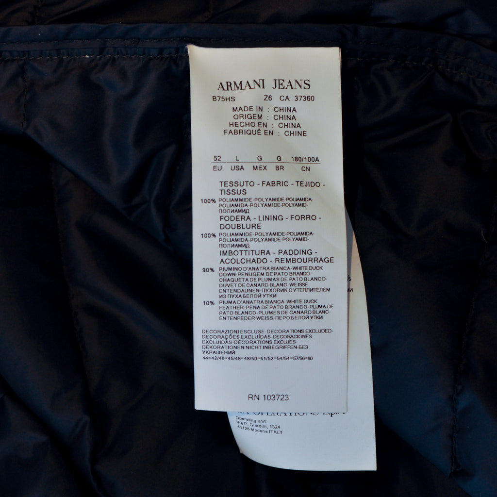 Armani Jeans Green Lightweight Down Puffer Jacket