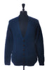 Aran Blue Merino Wool Cable Knit Cardigan Sweater