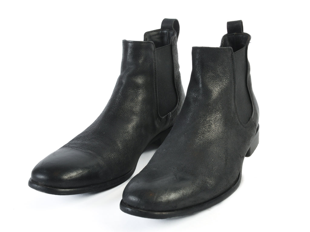 Vince Black Textured Leather Chelsea Boots