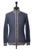 Trip in a Bag Blue on Grey Striped Full Zip Sweater