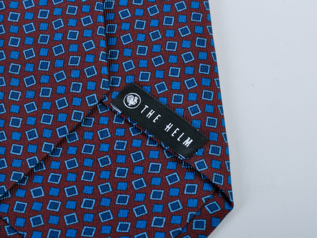 The Helm Blue on Merlot Print Tie