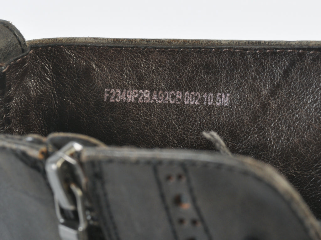 John Varvatos Black Distressed Leather and Canvas Boots