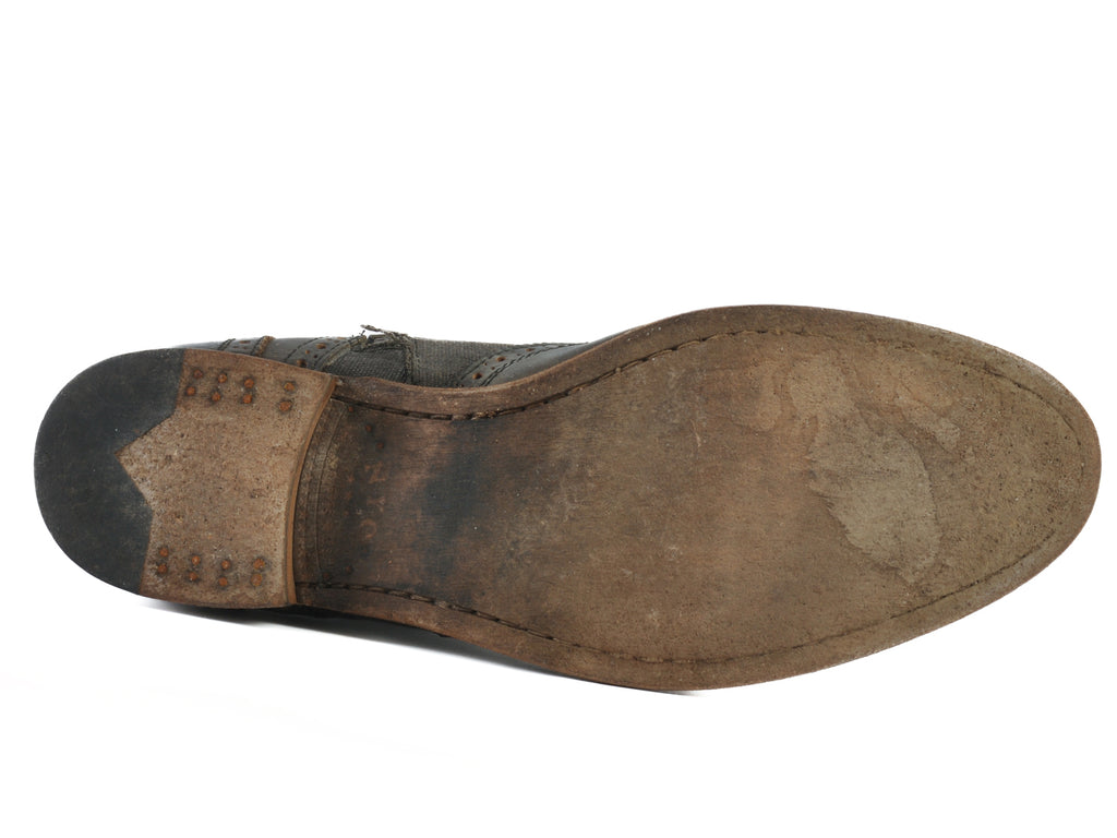 John Varvatos Black Distressed Leather and Canvas Boots