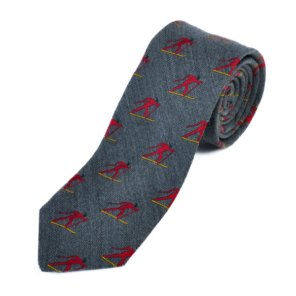Hickey Grey Ski Patterned Wool Tie