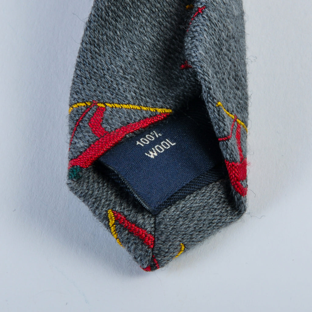 Hickey Grey Ski Patterned Wool Tie