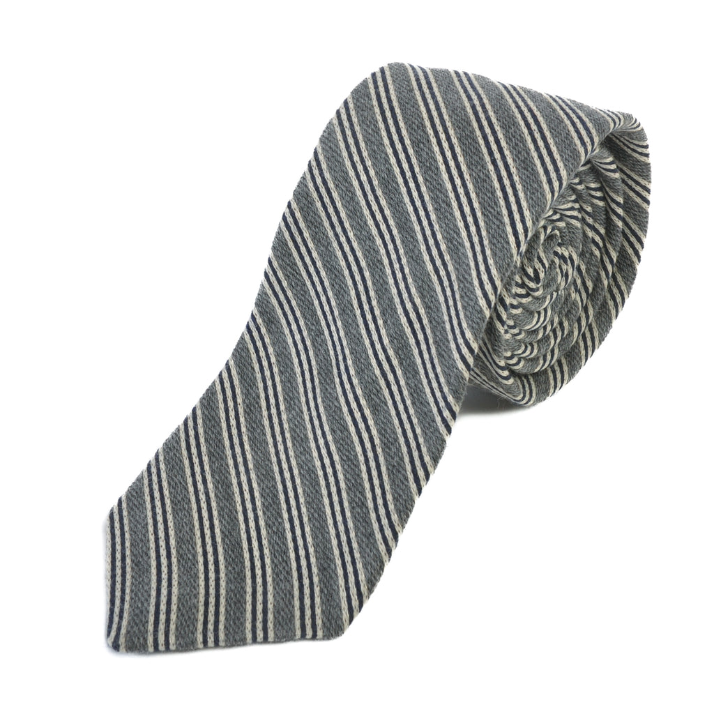 Hickey Grey Striped Wool Tie