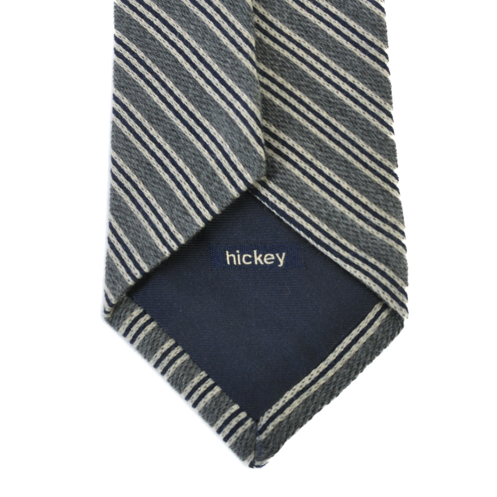 Hickey Grey Striped Wool Tie