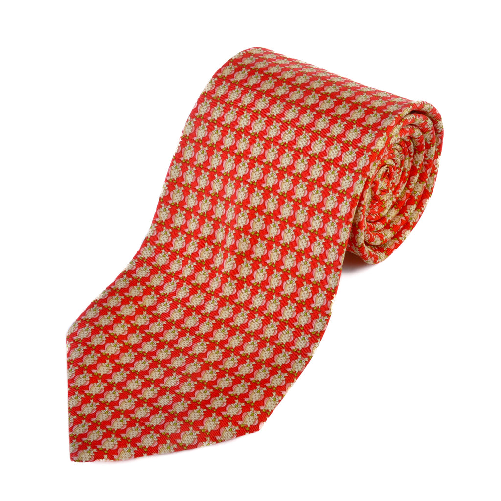 Salvatore Ferragamo Red Owl Print Tie
