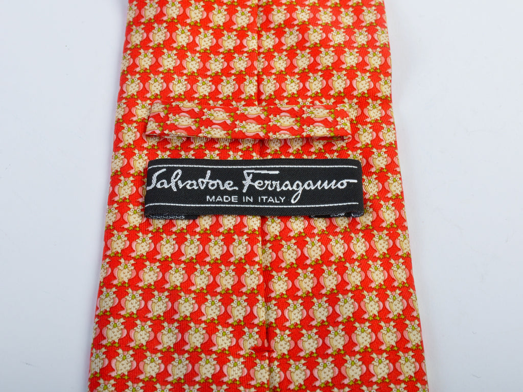 Salvatore Ferragamo Red Owl Print Tie