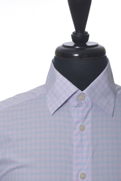 Eton Pink and Blue Check Slim Fit Twill Shirt