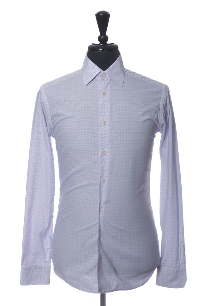 Eton Pink and Blue Check Slim Fit Twill Shirt