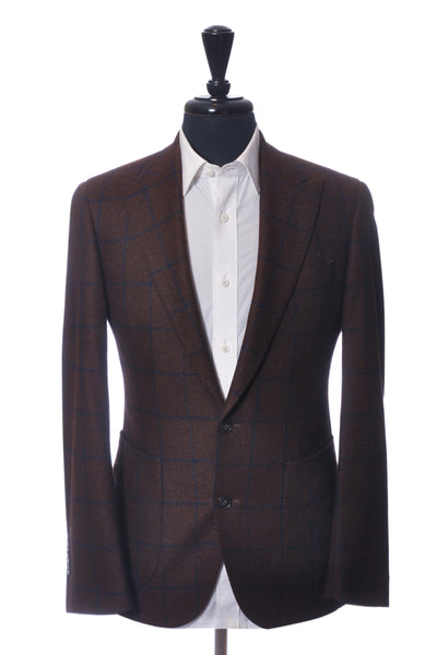 Atelier Munro Brown Windowpane Check Loro Piana Dream Tweed Blazer