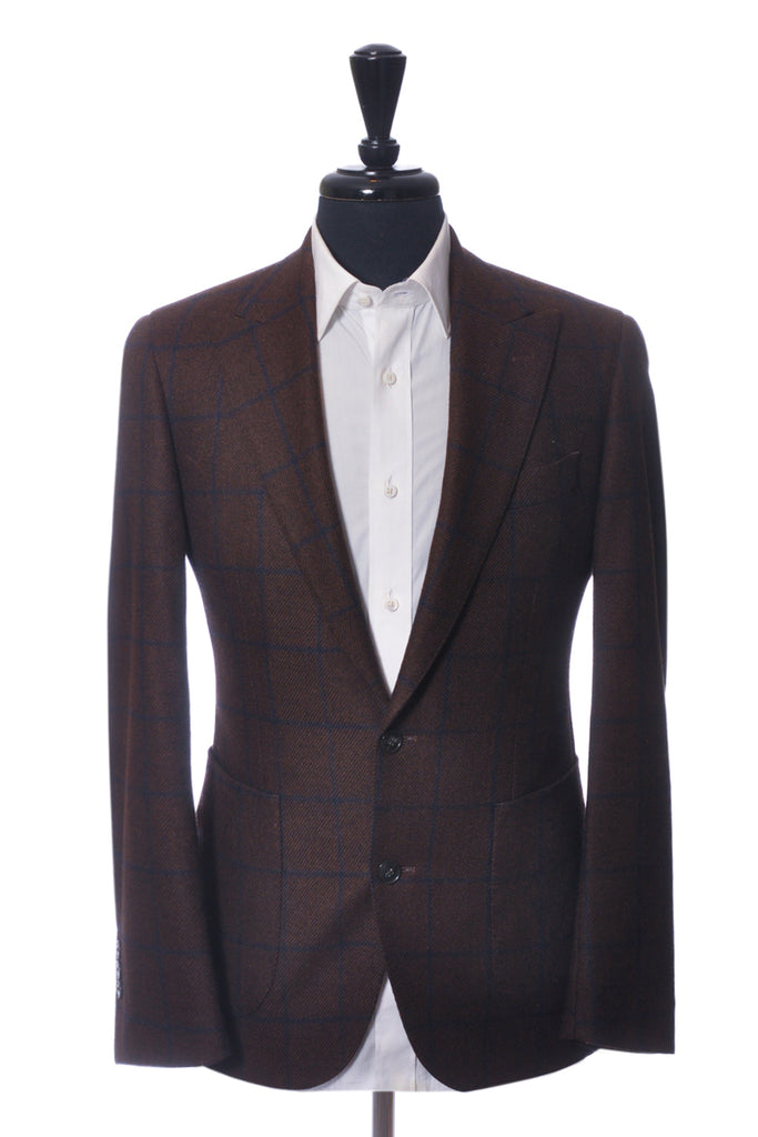 Atelier Munro Brown Windowpane Check Loro Piana Dream Tweed Blazer