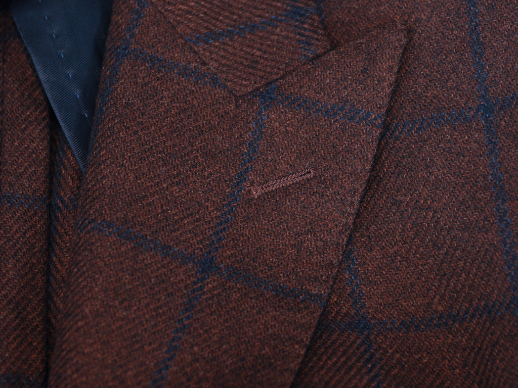 Atelier Munro Brown Windowpane Check Loro Piana Dream Tweed Blazer