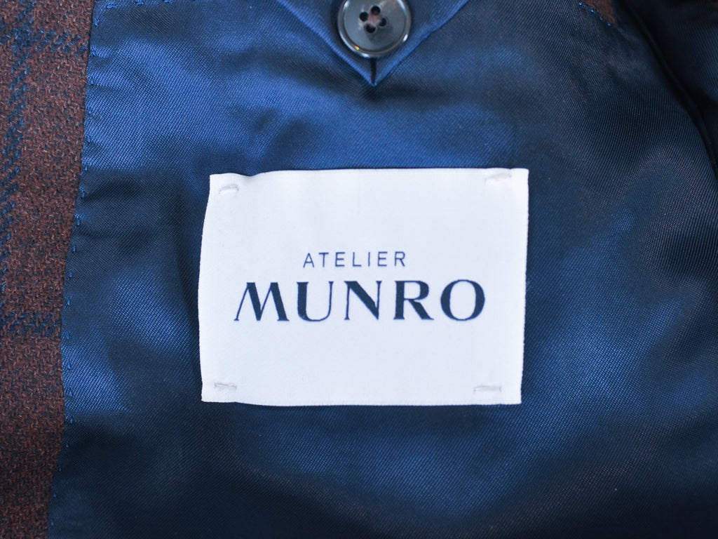 Atelier Munro Brown Windowpane Check Loro Piana Dream Tweed Blazer