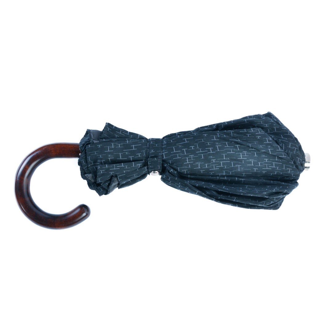 Hermes Black Pluie de H Folding Umbrella in Jacquard Canvas