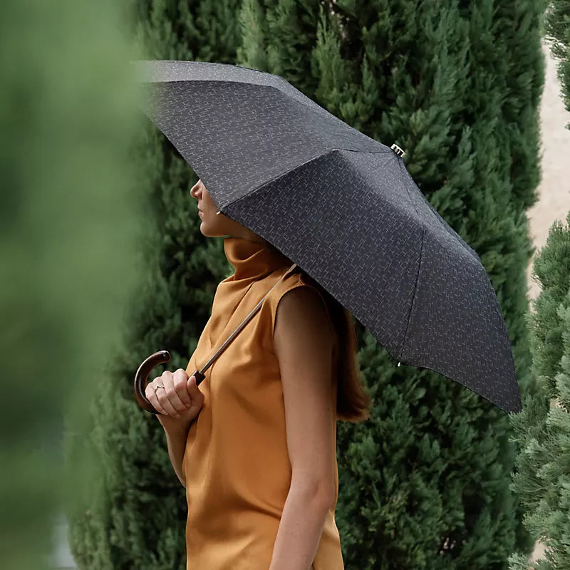 Hermes Black Pluie de H Folding Umbrella in Jacquard Canvas