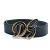 Dolce & Gabbana Black Pebbled Leather DG Belt