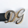 Dolce & Gabbana Black Pebbled Leather DG Belt