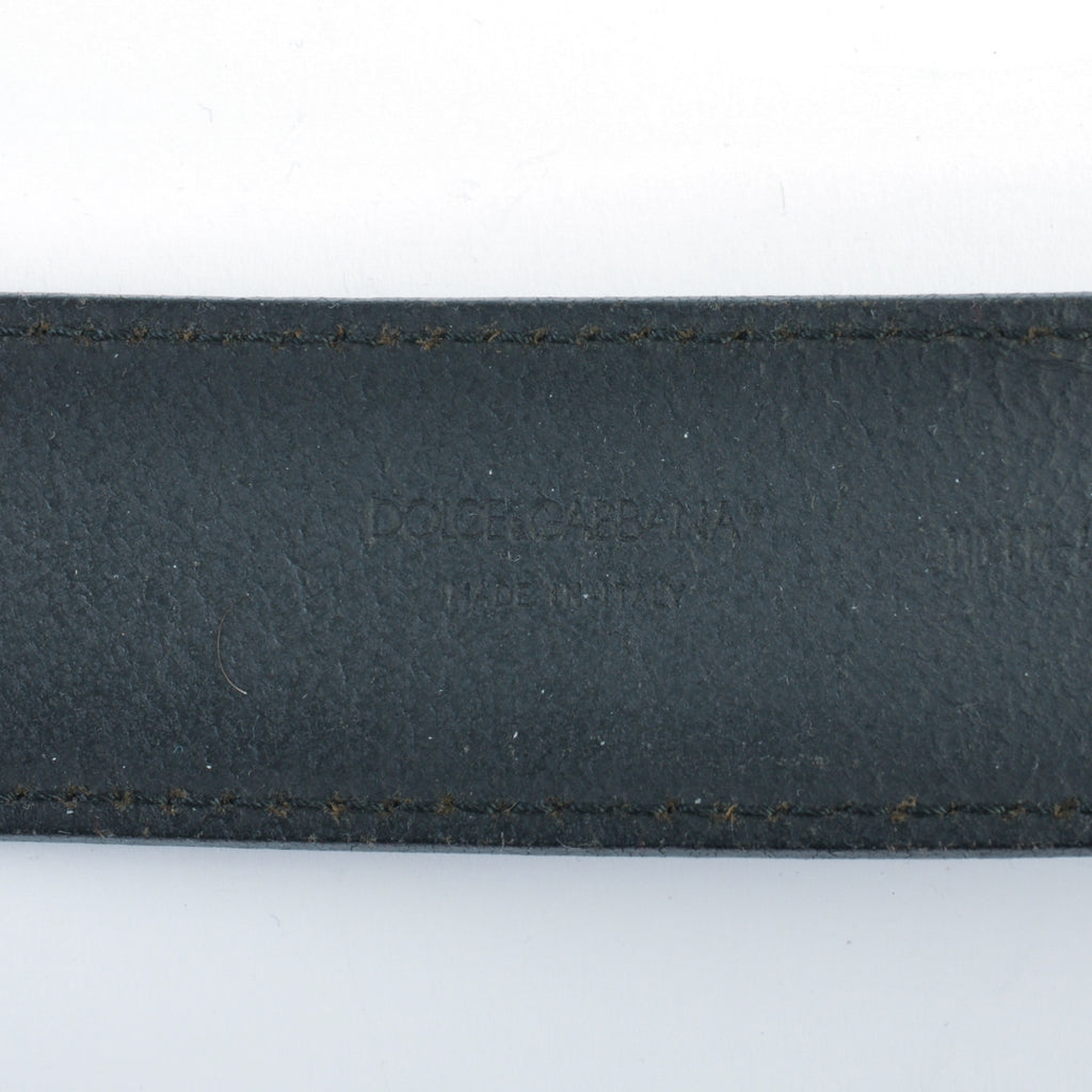 Dolce & Gabbana Black Pebbled Leather DG Belt
