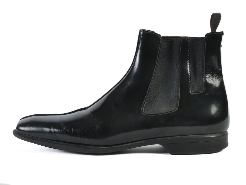 Prada Black Patent Leather Chelsea Boots