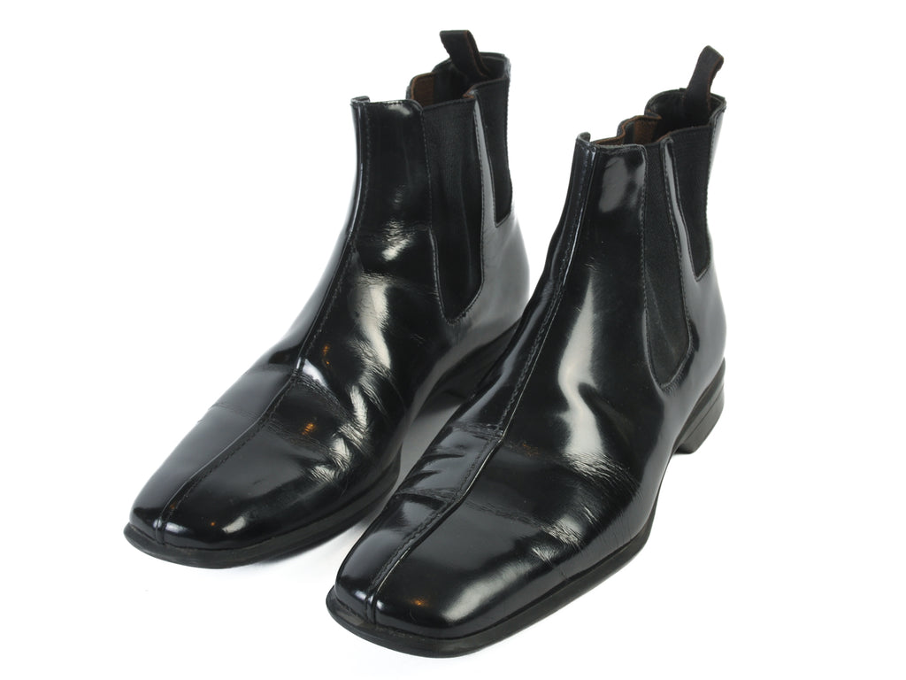 Prada Black Patent Leather Chelsea Boots