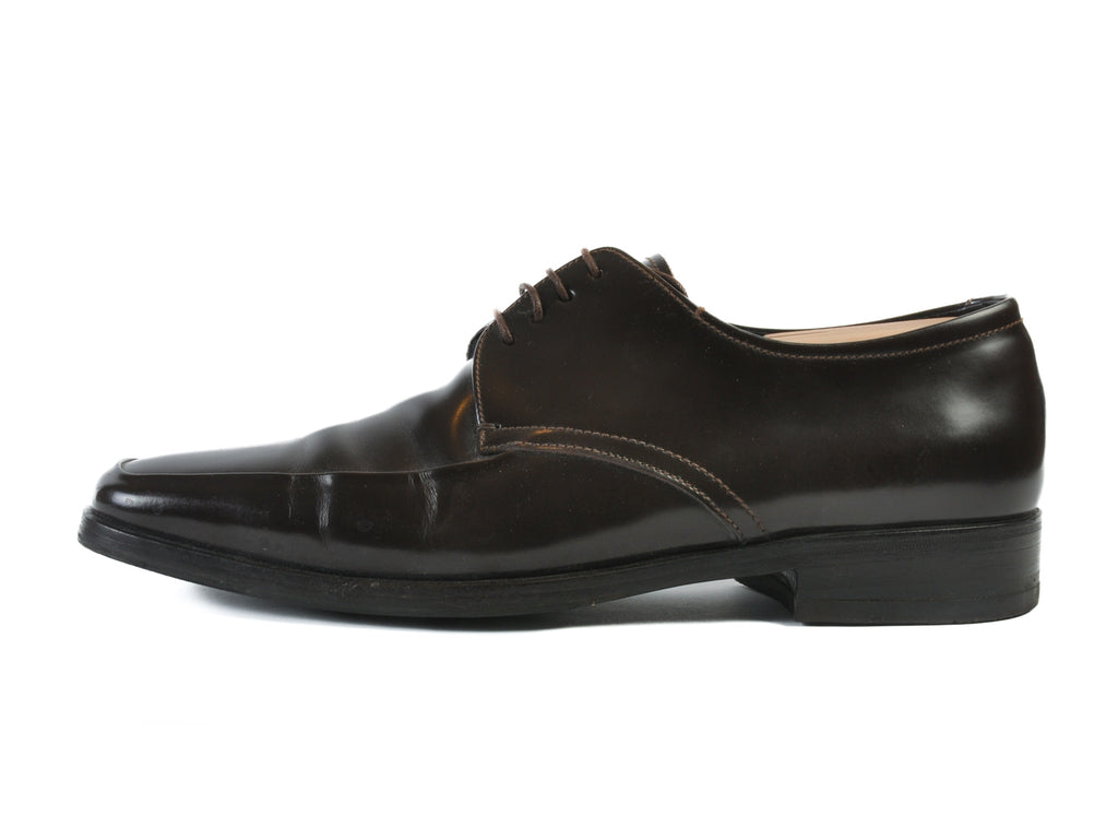 Prada Moro Brown Spazzolato Oparo Derby Shoes