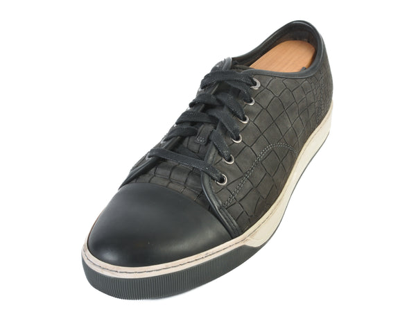 Lanvin Dark Grey Alligator Embossed Sneakers